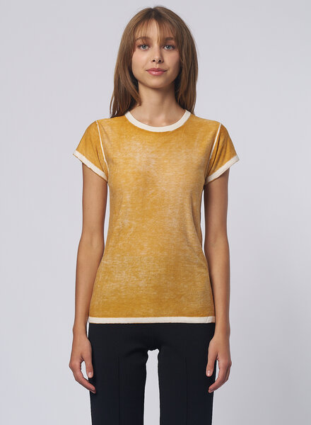 Kokun Short Sleeve Over Dye Crew Mustard