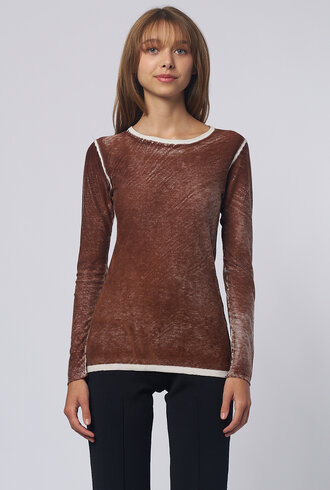 Kokun Over Dye Fitted Crew Sweater Mocha