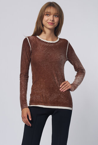 Kokun Over Dye Fitted Crew Sweater Mocha