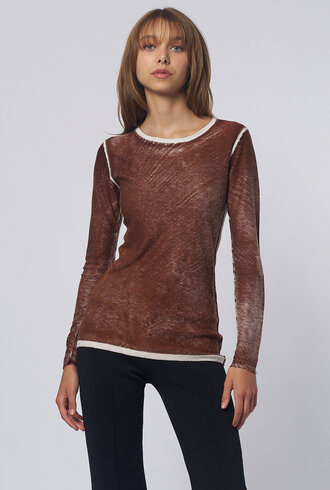 Kokun Over Dye Fitted Crew Sweater Mocha