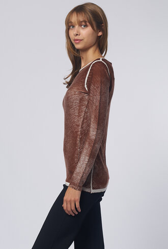 Kokun Over Dye Fitted Crew Sweater Mocha