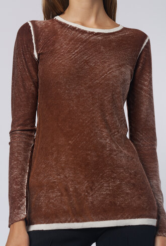 Kokun Over Dye Fitted Crew Sweater Mocha