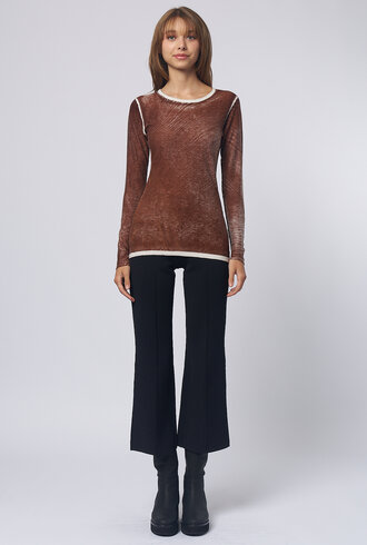 Kokun Over Dye Fitted Crew Sweater Mocha