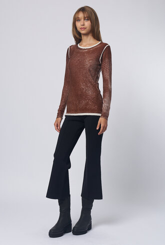 Kokun Over Dye Fitted Crew Sweater Mocha