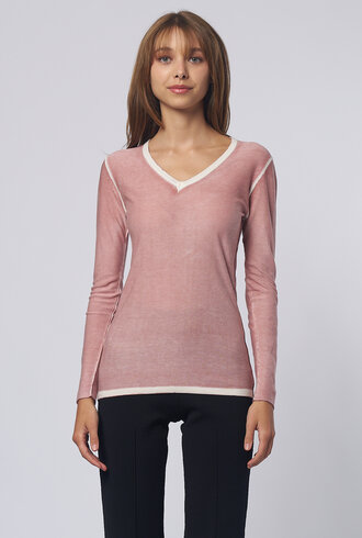 Kokun Over Dye Bamboo V Neck Dusty Rose