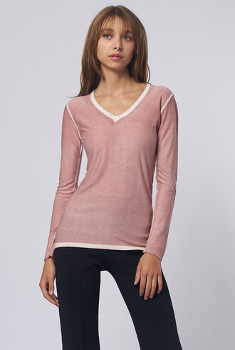 Kokun Over Dye Bamboo V Neck Dusty Rose