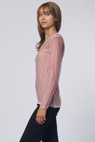 Kokun Over Dye Bamboo V Neck Dusty Rose