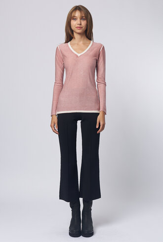 Kokun Over Dye Bamboo V Neck Dusty Rose
