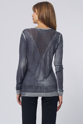 Kokun Over Dye Perfect V Neck Charcoal