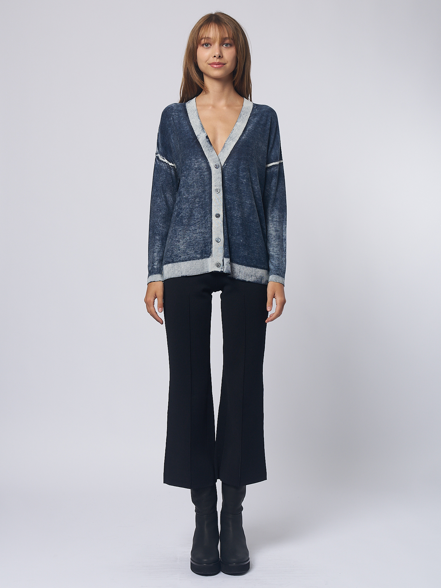 Over Dye Boxy Cardigan Denim - Alhambra | Women