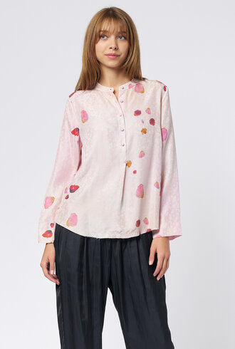 Raquel Allegra Perfect Henley Silk Petal  Pink