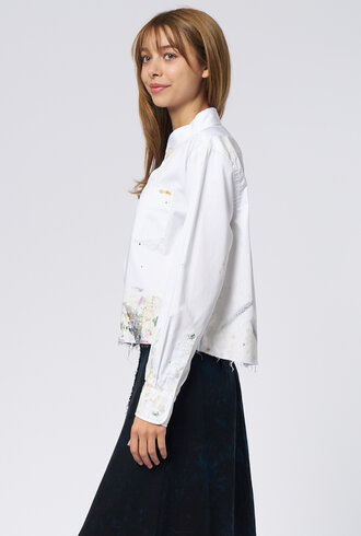 Raquel Allegra Artist Crop Top White Multi