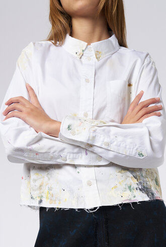 Raquel Allegra Artist Crop Top White Multi