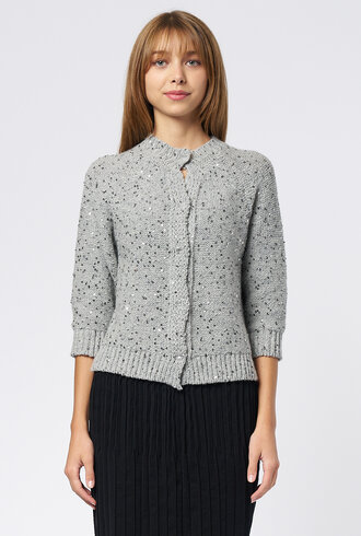 MJW. Cashmere Blend Cardigan Grey Sequin