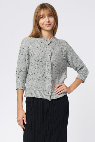MJW. Cashmere Blend Cardigan Grey Sequin