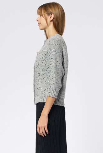 MJW. Cashmere Blend Cardigan Grey Sequin