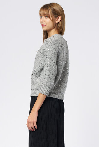 MJW. Cashmere Blend Cardigan Grey Sequin