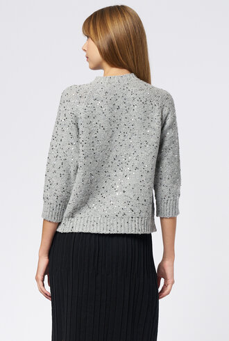 MJW. Cashmere Blend Cardigan Grey Sequin