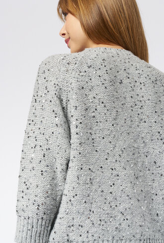 MJW. Cashmere Blend Cardigan Grey Sequin