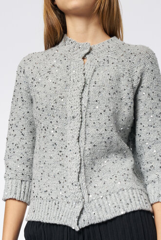 MJW. Cashmere Blend Cardigan Grey Sequin