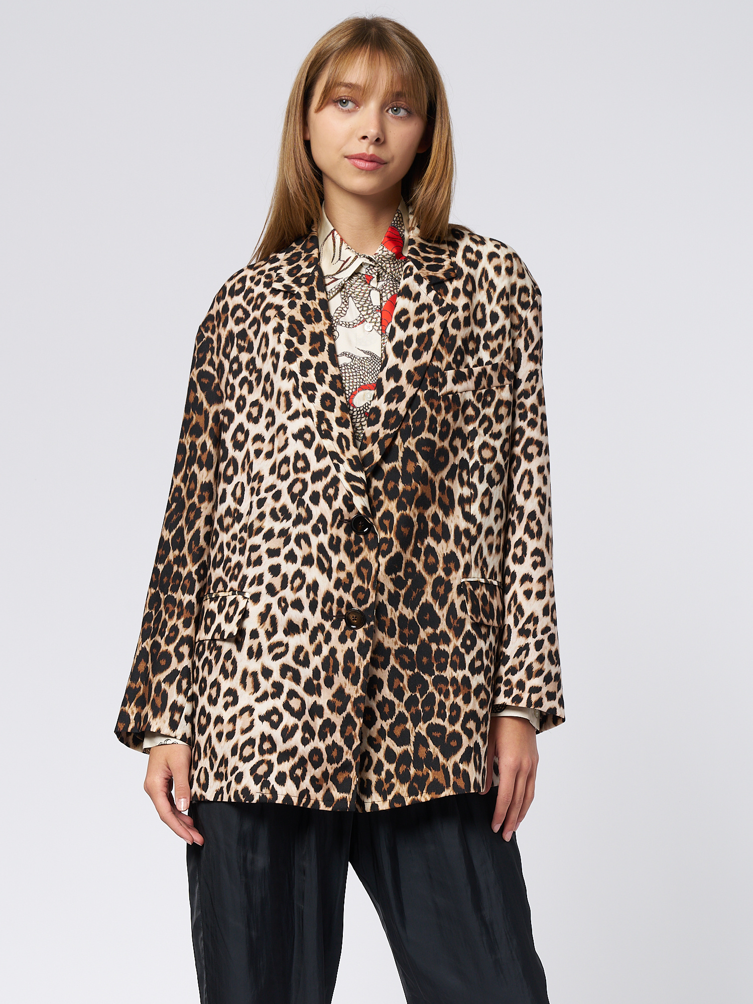 'S SOLEZIA[ソレジア] Check Pattern Single Jacket Tony Print Jacket Panthere - Alhambra | Women's Clothing