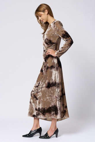 Pomandere Washed Velvet Dress Marble