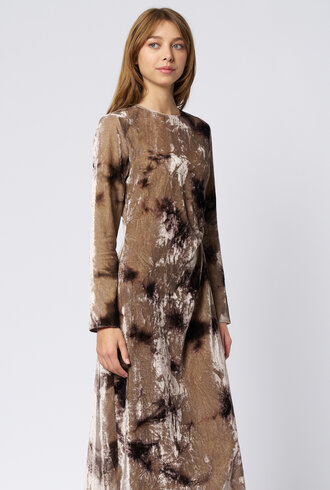 Pomandere Washed Velvet Dress Marble