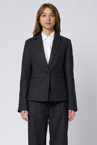 Pomandere One Button Jacket  Anthracite Pin Stripe