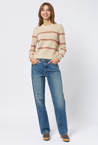 The Great The Shrunken Pullover Cream Stripe
