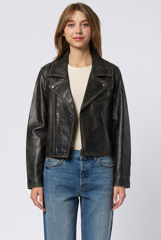 The Great The Perfect Leather Jacket Worn Black