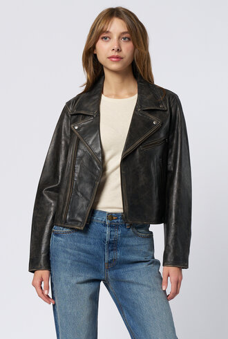 The Great The Perfect Leather Jacket Worn Black