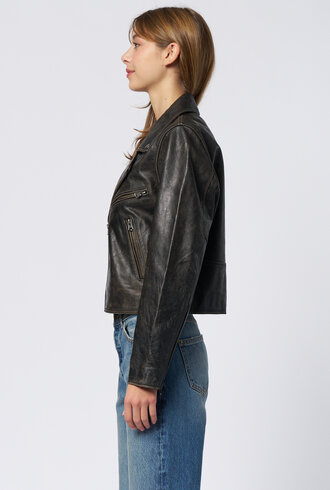 The Great The Perfect Leather Jacket Worn Black