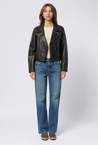 The Great The Perfect Leather Jacket Worn Black