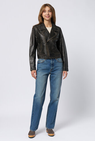 The Great The Perfect Leather Jacket Worn Black