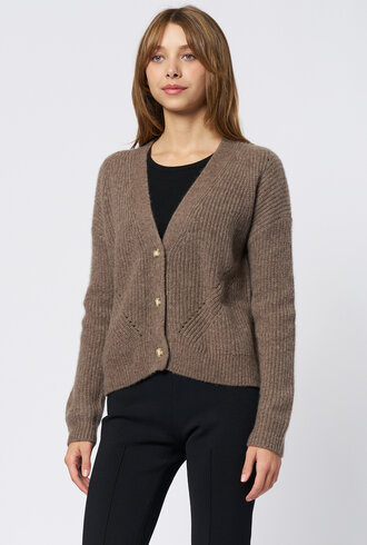 Kokun Cropped  Cardigan Hazelnut