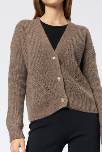Kokun Cropped  Cardigan Hazelnut