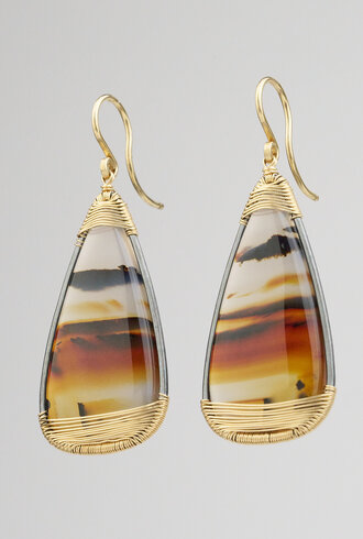Dana Kellin Fine Moss Agate Teardrop Earrings