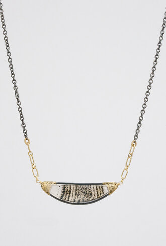 Dana Kellin Fine Moss Agate Silver and Gold Necklace