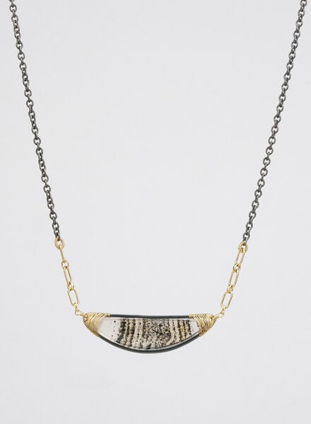 Dana Kellin Fine Moss Agate Silver and Gold Necklace
