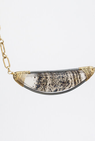 Dana Kellin Fine Moss Agate Silver and Gold Necklace