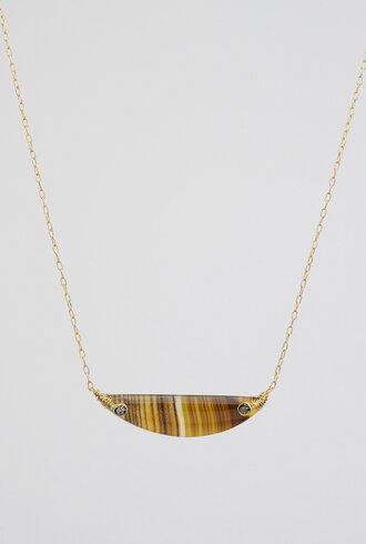 Dana Kellin Fine Moss Agate Necklace with Black Diamonds