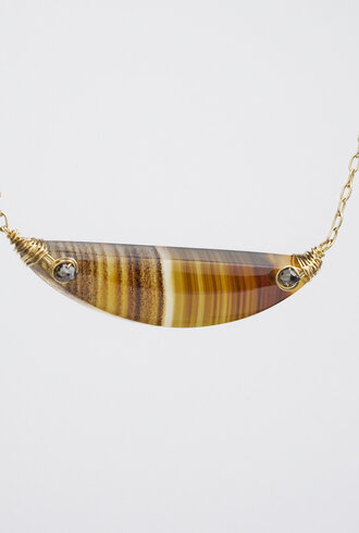 Dana Kellin Fine Moss Agate Necklace with Black Diamonds