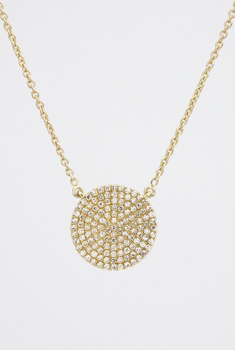Dana Kellin Fine Pave Diamond Disc Pendant Necklace