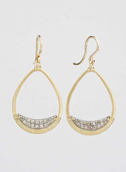 Dana Kellin Fine Gold Tear Drop  Pave Earrings