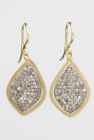 Dana Kellin Fine Gold Teardrop  Pave Earrings