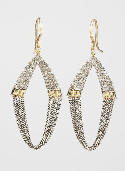 Dana Kellin Fine Pave Earrings with Silver Fringes