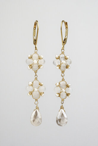 Dana Kellin Fashion White Chalcedony and Moonstone Earrings