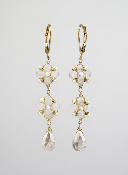Dana Kellin Fashion White Chalcedony and Moonstone Earrings