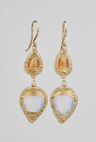 Dana Kellin Fashion Spessartite and Opal Quartz Earrings
