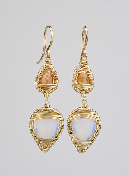 Dana Kellin Fashion Spessartite and Opal Quartz Earrings